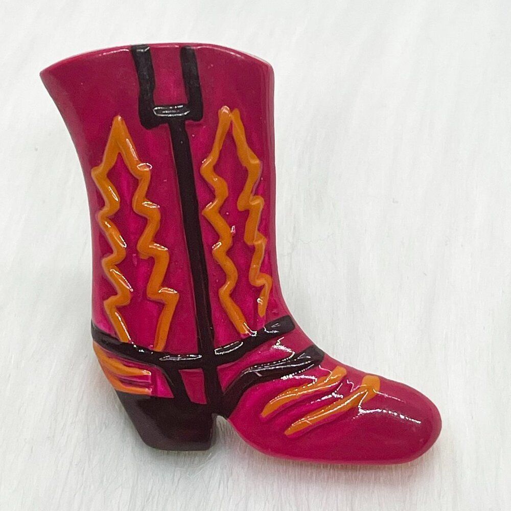 🔮 5/$25 Vintage Pink‎ and Orange Cowboy Boot Pin